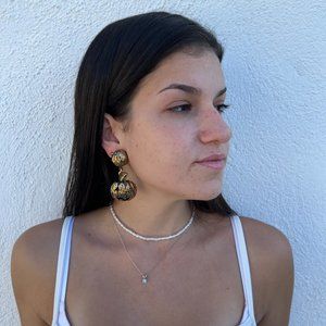 SOLD! SS20 Moschino Couture Jeremy Scott Gold Electroplated Pumpkin Earrings